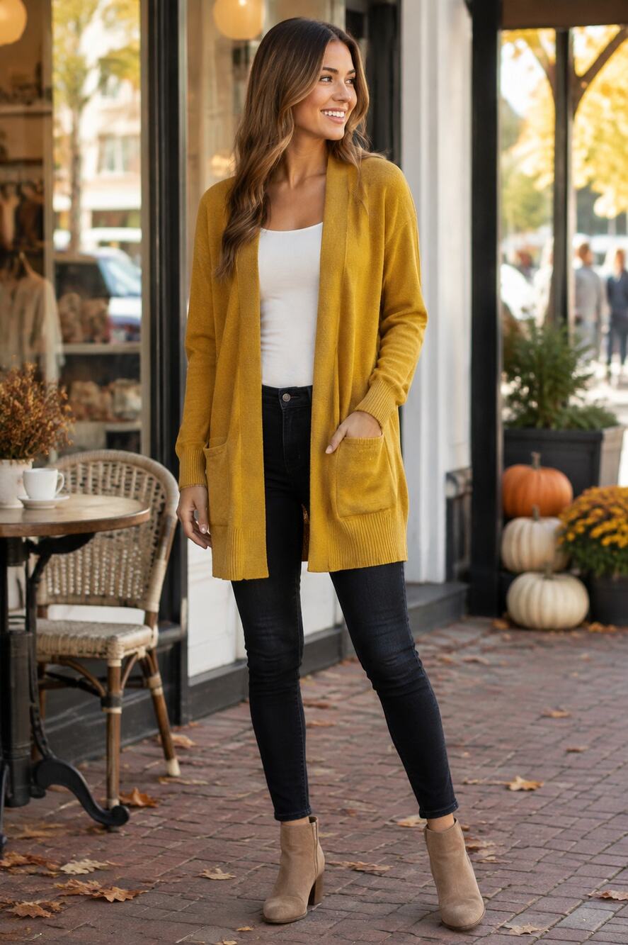 Ninexis Mustard Gold Longline Open Cardigan S/M NWT